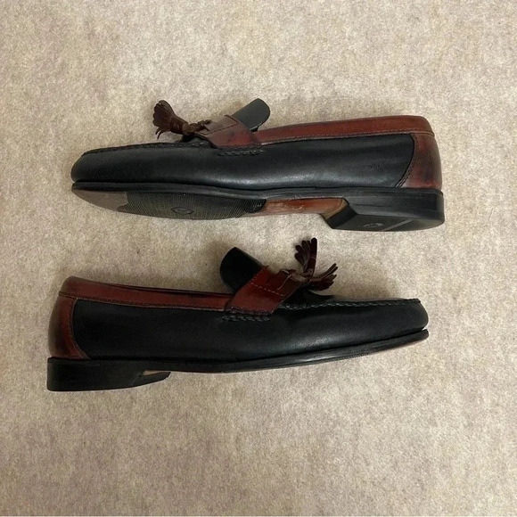 Johnston & Murphy Black Brown Leather Tassel Slip On Loafers Mens size 10.5M - Picture 6 of 10